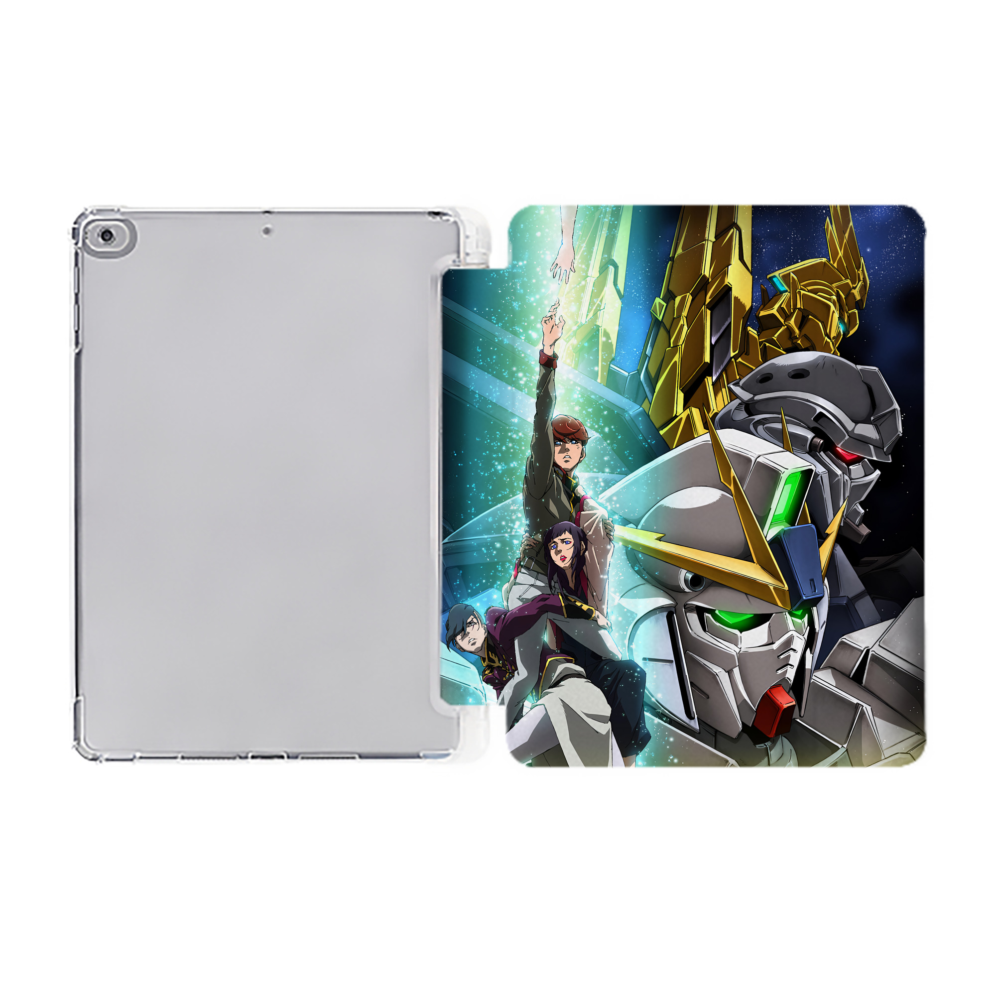 （画像用） 機動戦士ガンダム Mobile Suit Gundam IPad ケース ペン収納付き 三つ折りスタンド PUレザー×シリコン 対応機種9.5/10.5/10.9インチ
